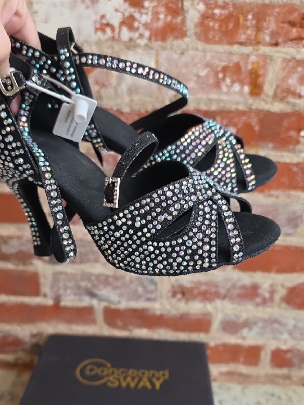 Black Crystal Strappy High-Heel Sandals for Women - Picture 3 of 6
